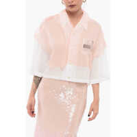 Bluze Cropped Blouse With Sheer Layer Femei