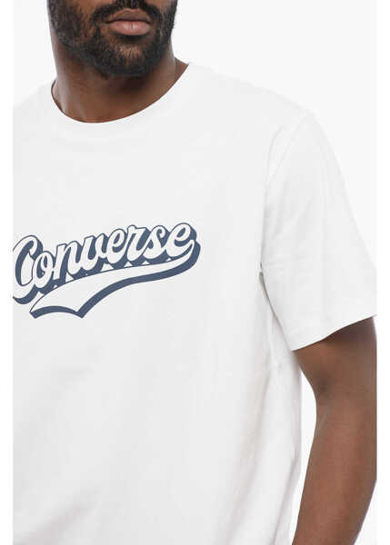 Tricouri Converse Solid Color Crew-Neck T-Shirt With Contrasting Logo White Barbati (BM 17660938) 3