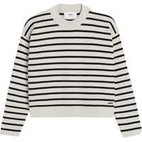 Pulovere Crew Neck Cotton Blend Sweater With Awning Stripes Femei