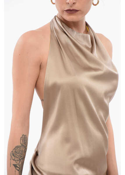 Rochii scurte STEPHAN JANSON Silk Halterneck Dress Beige Femei (BM 17660956) 3