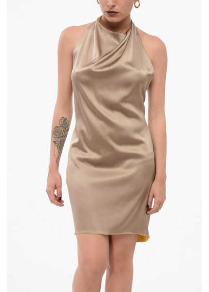 Rochii scurte STEPHAN JANSON Silk Halterneck Dress Beige Femei (BM 17660956) 4