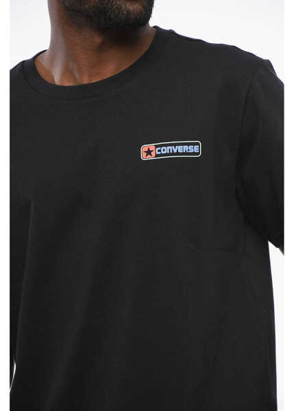 Tricouri Converse Maxi Logo Printed Standard Fit Crew-Neck T-Shirt Black Barbati (BM 17661058) 3