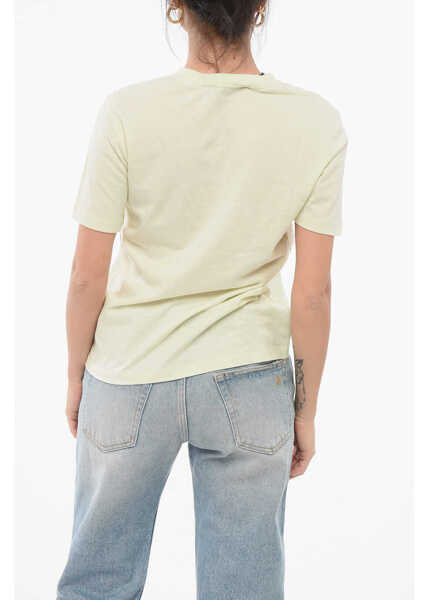 Tricouri YVES SALOMON Crew Neck Monochrome Cotton Blend T-Shirt Yellow Femei (BM 17661067) 2