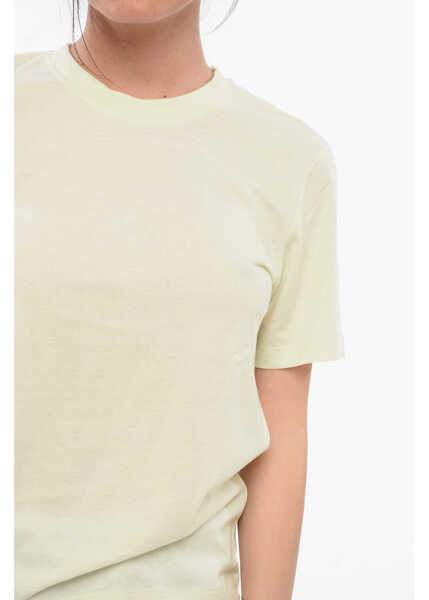 Tricouri YVES SALOMON Crew Neck Monochrome Cotton Blend T-Shirt Yellow Femei (BM 17661067) 3