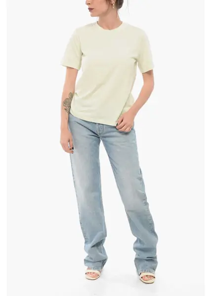 Tricouri YVES SALOMON Crew Neck Monochrome Cotton Blend T-Shirt Yellow Femei (BM 17661067) 4