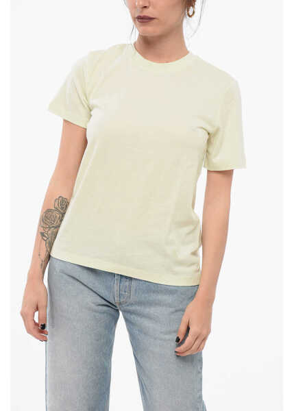 Tricouri YVES SALOMON Crew Neck Monochrome Cotton Blend T-Shirt Yellow Femei (BM 17661067) 1