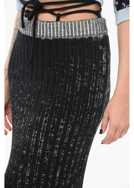 Fuste lungi Acne Studios Knit Pencil Skirt With Rope Belt Black Femei (BM 17661082) 3