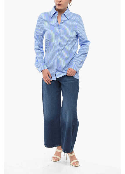 Camasi casual Department Five Striped Print Long Sleeved Shirt Light Blue Femei (BM 17661145) 4