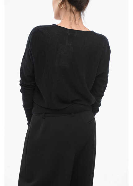Pulovere casual SA SU PHI Silk-Cash Deep-Neckline Pullover Black Femei (BM 17661280) 2