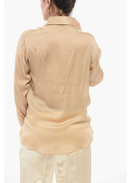 Camasi casual Tom Ford Silk Pin-Tuck Shirt Beige Femei (BM 17661292) 2