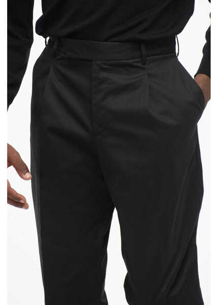 Pantaloni eleganti PT TORINO Cuffed Hem Cotton Pants Black Barbati (BM 17661334) 2
