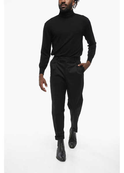 Pantaloni eleganti PT TORINO Cuffed Hem Cotton Pants Black Barbati (BM 17661334) 3