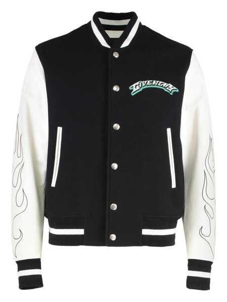 Bomber jacket Givenchy Givenchy Wool And Leather Bomber Jacket Black Barbati (BM 17664408) 1