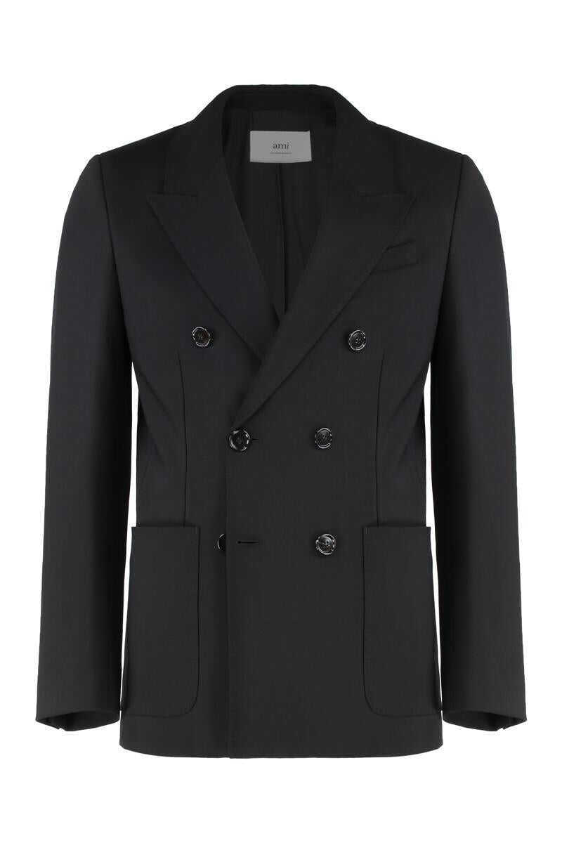 Sacouri AMI Paris AMI Paris Double-Breasted Wool Blend Blazer Black Barbati (BM 17665521) 1