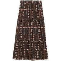 Fuste Isabel Marant Étoile Brown Motif Embroidered Long Skirt Femei