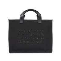 Genti de mana Black Tote Bag With Logo Applied On The Front In Cotton And Fabric Blend Woman Femei