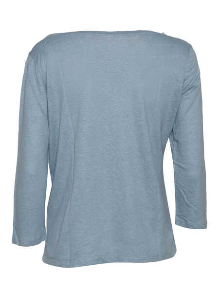 Tricouri Filatures Du Lion 3/4 SLEEVE T-SHIRT Blue Femei (BM 17667756) 2