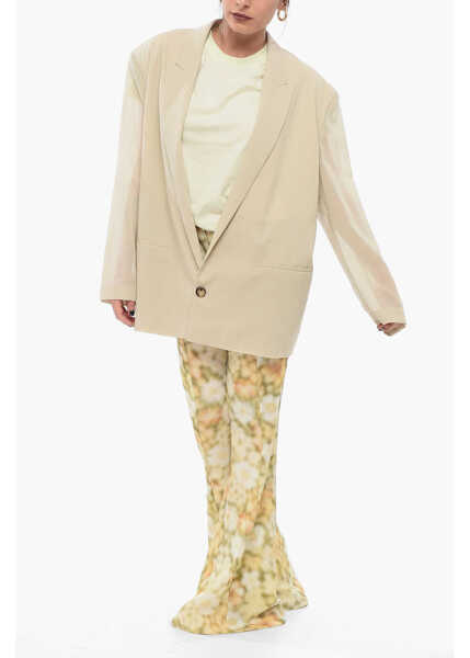 Sacouri Philosophy Single Breasted Wool Blazer With Sheer Sleeves Green Femei (BM 17667844) 4