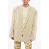 Sacouri Single Breasted Wool Blazer With Sheer Sleeves Femei