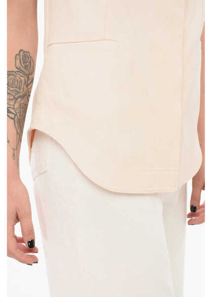 Bluze Loulou Studio Linen Blend Sleeveless Top Pink Femei (BM 17667889) 3