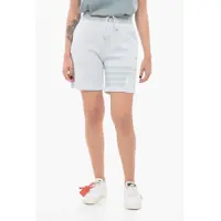 Pantaloni scurti Drawstringed Silk Blend Shorts With Awning Motif Femei