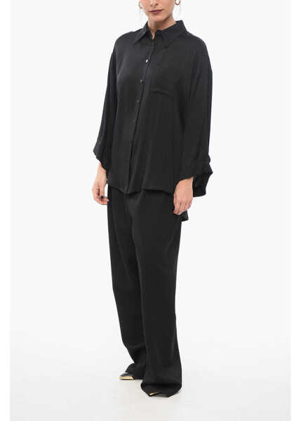 Camasi casual FEDERICA TOSI Drop-Shoulder Fit Long Sleeved Shirt Black Femei (BM 17668024) 4