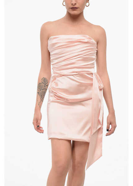 Rochii scurte Halpern Satin Draped Dress Pink Femei (BM 17668048) 4