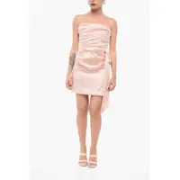 Rochii scurte Satin Draped Dress Femei