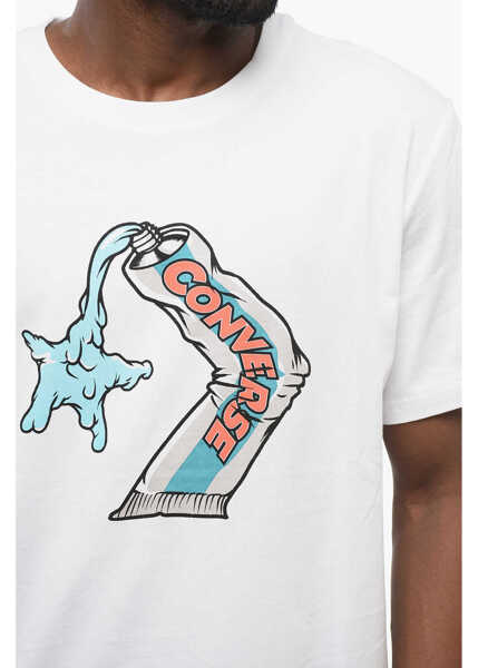 Tricouri Converse Front Printed Crew-Neck T-Shirt White Barbati (BM 17668129) 3