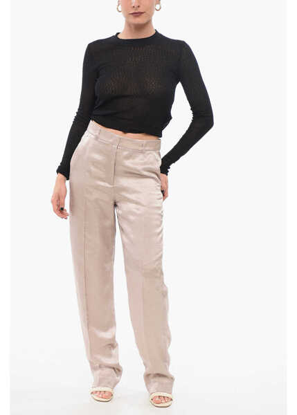 Pantaloni casual KRIZIA Satin Pleated Pants Pink Femei (BM 17668135) 4