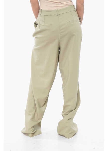 Pantaloni casual FEDERICA TOSI Wool Blend Palazzo Pants Green Femei (BM 17668186) 2