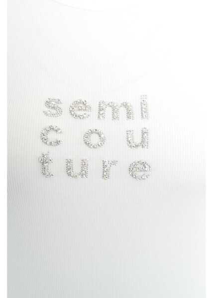Tricouri Semicouture Tank Top with rhinestones Rachel White Femei (BM 17668486) 5