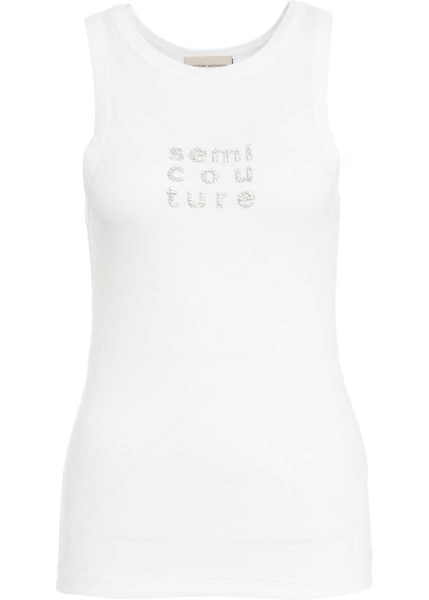 Tricouri Semicouture Tank Top with rhinestones Rachel White Femei (BM 17668486) 1