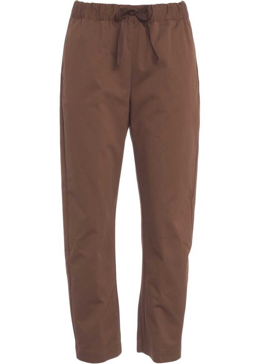 Pantaloni casual Semicouture Gabardine pants Buddy Brown Femei (BM 17668537) 1