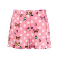 Pantaloni casual Versace Pink Multicolour Silk-Viscose Blend Shorts Femei