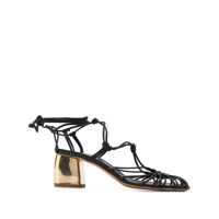 Sandale Forte_Forte Golden Heels Tubular Leather Laces Sandals Shoes Femei