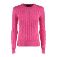 Pulovere Ralph Lauren Regatta Pink Cotton Cable-Knit Crew Neck Sweater Femei