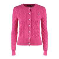 Cardigane Ralph Lauren Regatta Pink Cotton Braided Crew Neck Cardigan Femei
