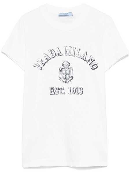 Tricouri Prada Prada Cotton Crew-Neck T-Shirt WHITE Femei (BM 17670501) 1