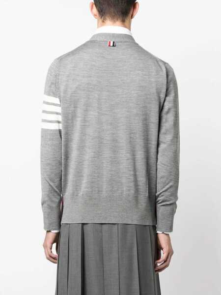 Cardigane Thom Browne CLASSIC V-NECK CARDIGAN IN FINE MERINO WOOL W/ 4BAR STRIPES Grey Barbati (BM 17678571) 4