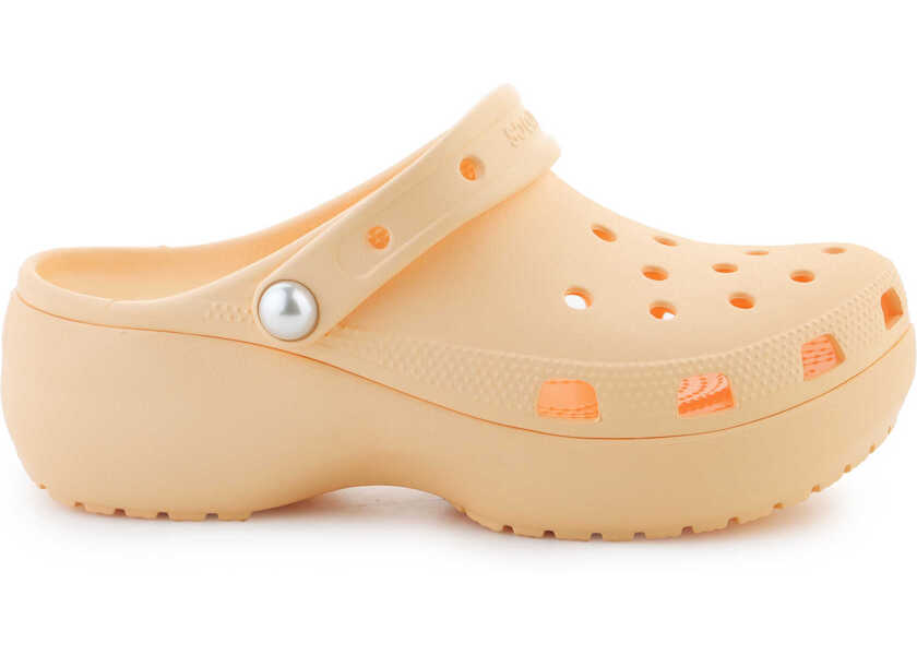 Slapi Crocs Classic Platform Pearl Clog Golden Hour Orange Femei (BM 17885890) 6