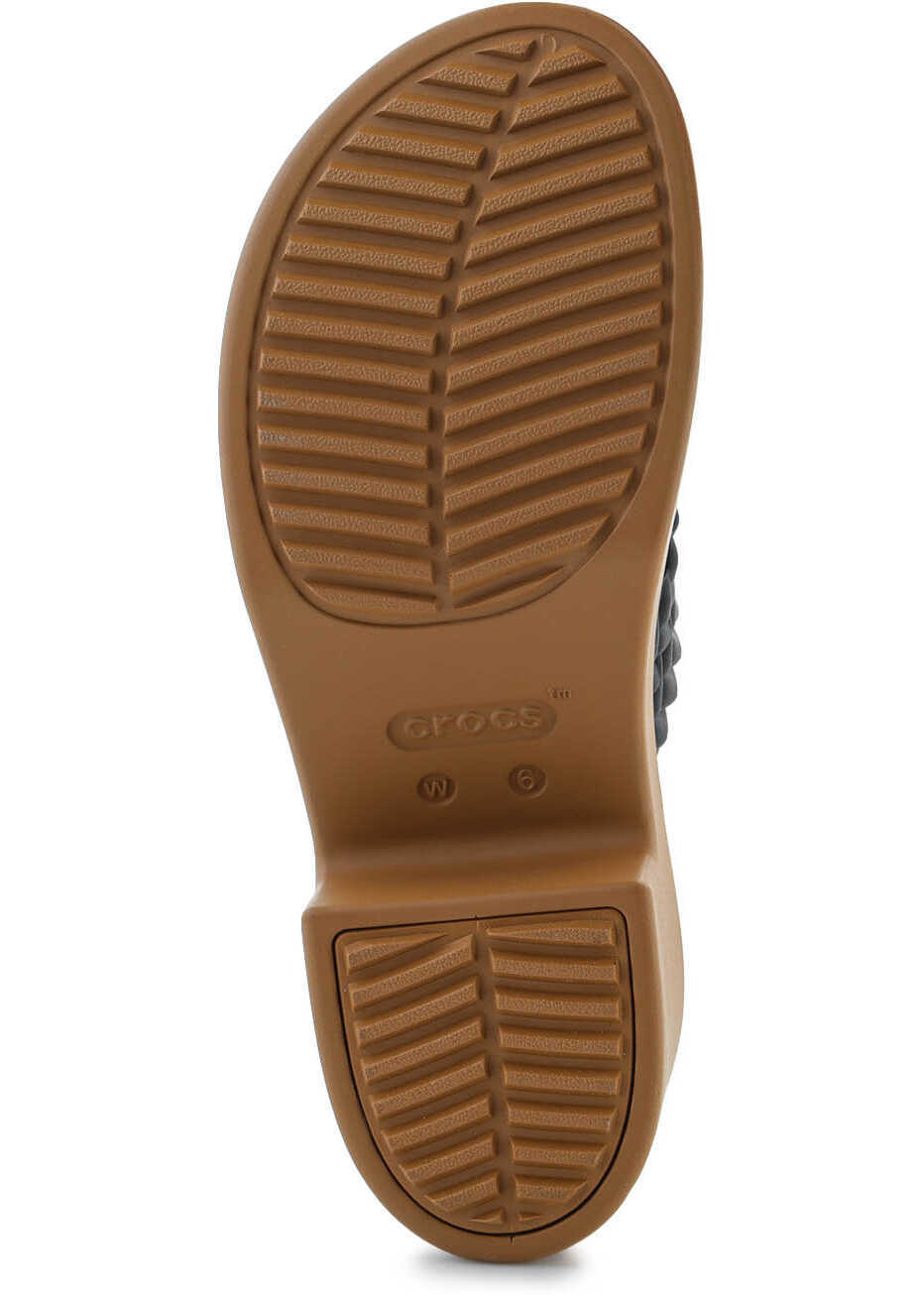 Slapi Crocs Brooklyn Woven Slide Heel Black Black Femei (BM 17885899) 7