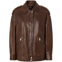 Geci Pinko 'Fever' Chocolate Brown Leather Jacket Femei