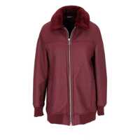 Geci La Rose Bomber Lungo Mu In Pelle Montone Bordeaux Femei