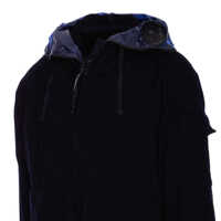 Geci Blue Jacket With Explorer Hood And Adjustable Drawstring Waist In Tech Fabric Man Barbati