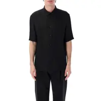 Tricouri Polo Saint Laurent Matte And Shiny Cassandre Striped Silk Shirt Barbati