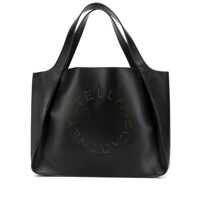 Genti de mana Stella McCartney Black Tote Bag With Perforated Logo In Faux Leather Woman