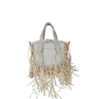 Genti de mana CUBA LAB Cuba Lab White Leather Habanera Fringes Satchels Bag