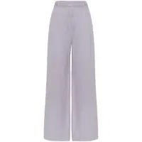 Pantaloni casual Violet Pants With Monil Detail On The Loop And Wide Leg In Cotton And Linen Blend Woman Femei