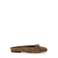 Balerini Brunello Cucinelli Beige Ballet Shoes With Square Toe And Bow With Monil Detail In Leather Woman